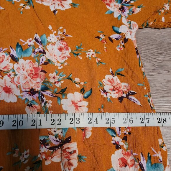 Umgee Baby Doll Tunic Top XL Gauzy Crinkle Floral Bell Sleeve Boho Cottagecore - Picture 7 of 9